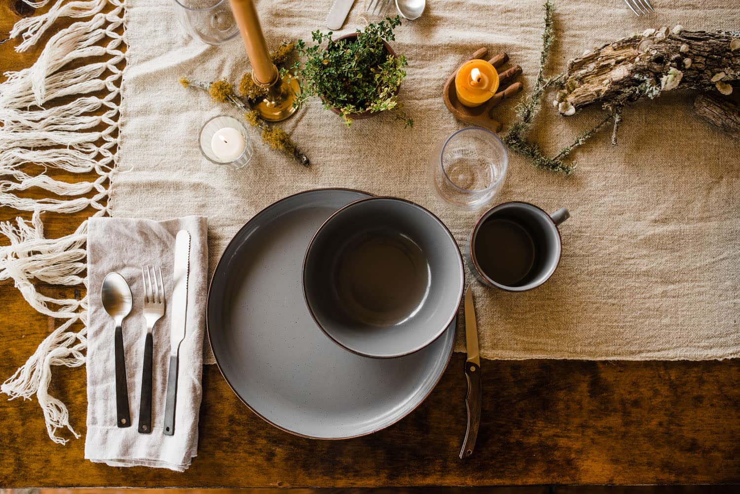 Barebones enamel deep plate set for cohesive camping kitchen