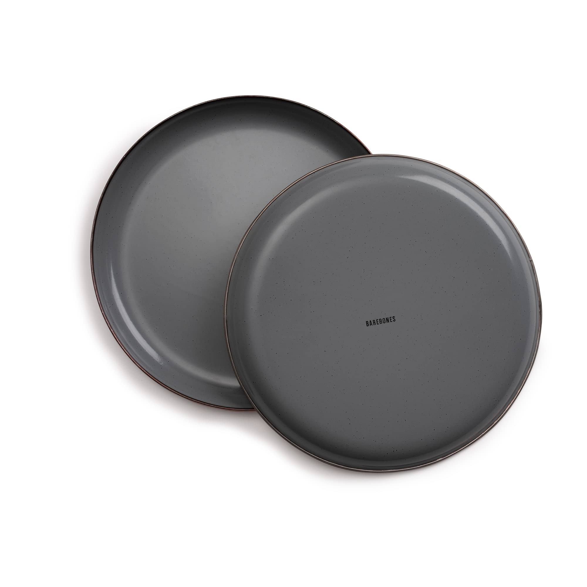 Barebones enamel deep plate in slate gray, perfect for camp meals
