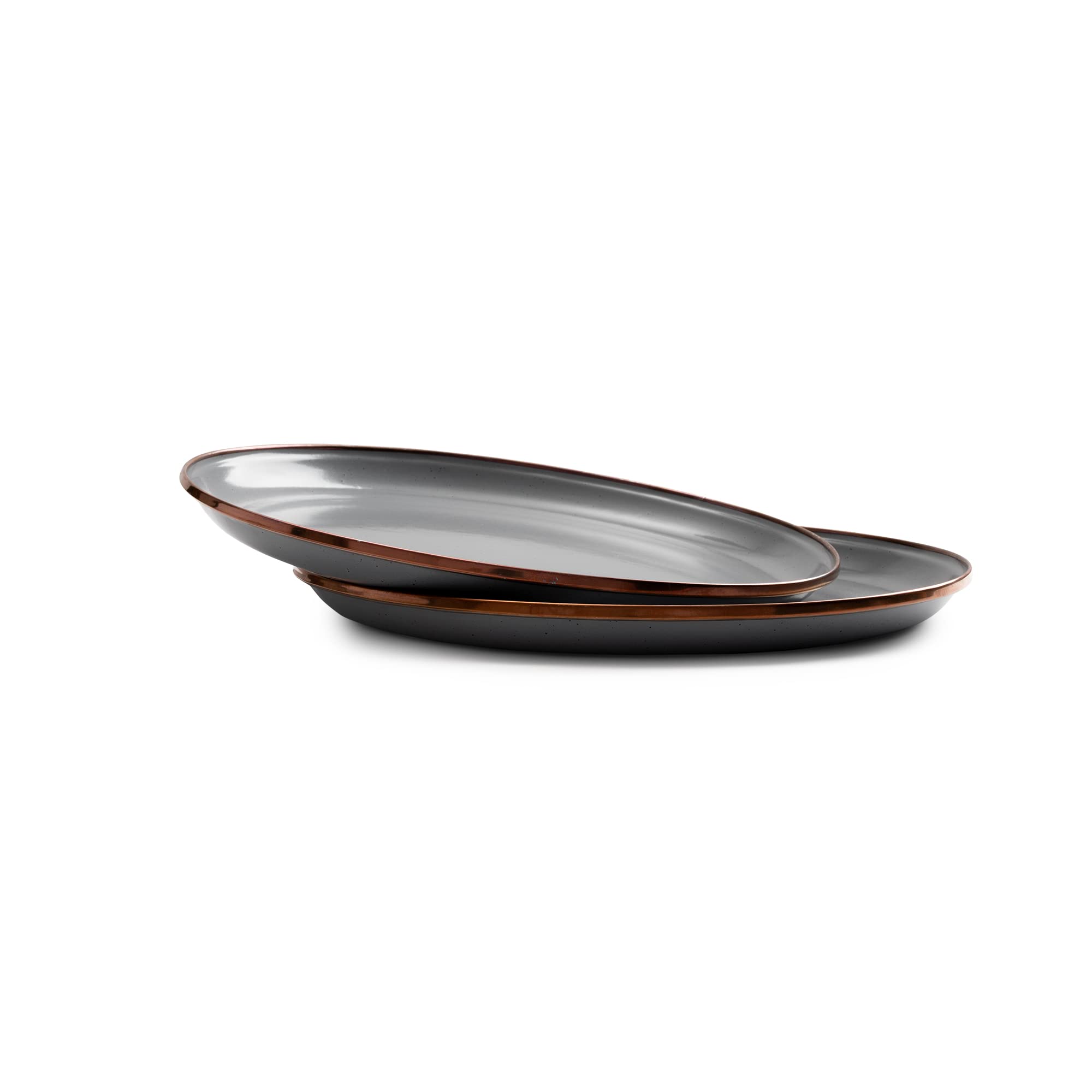 Barebones enamel deep plate with speckled enamel finish for daily use