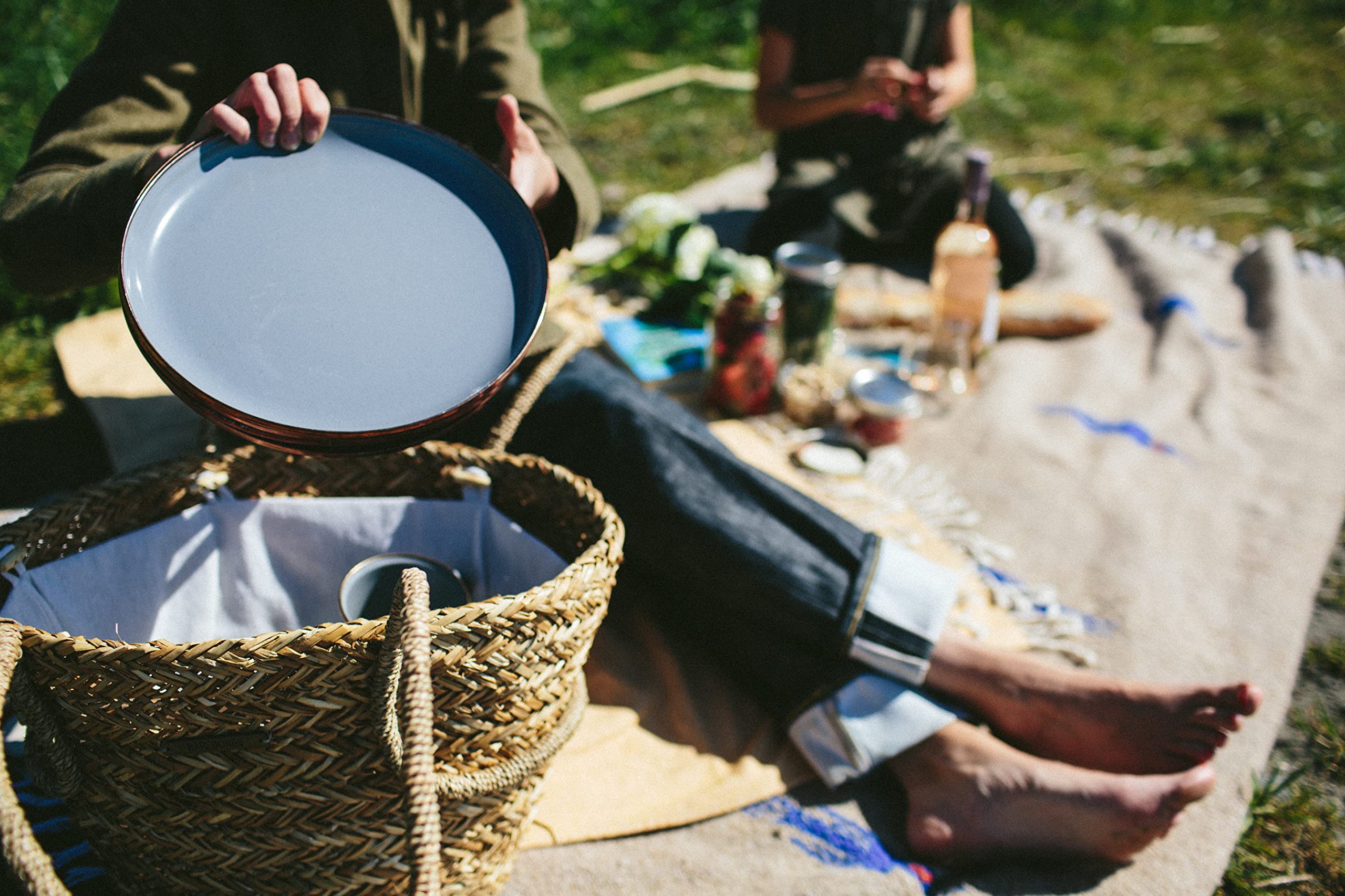 Barebones enamel deep plate with durable steel core for camping