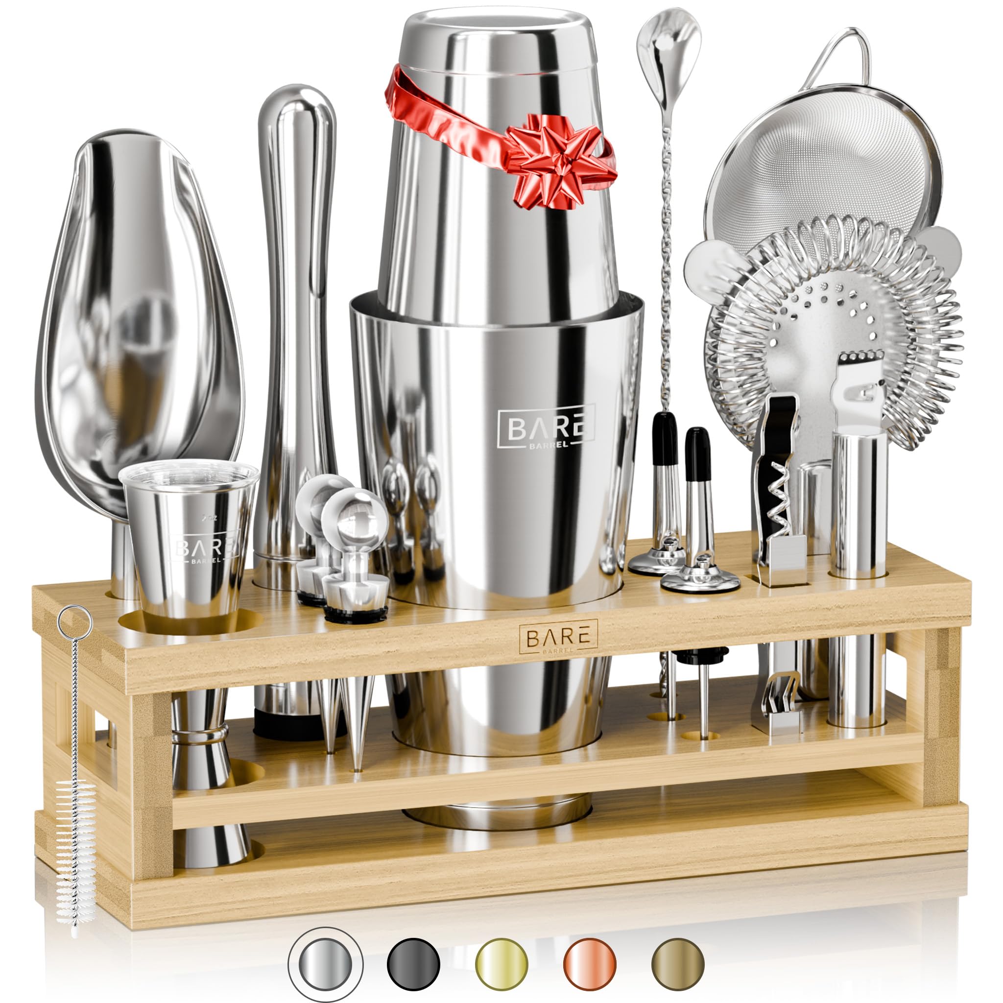 Bare Barrel mixology bartender kit bar set Boston shaker 28oz for pro-style drinks at home.