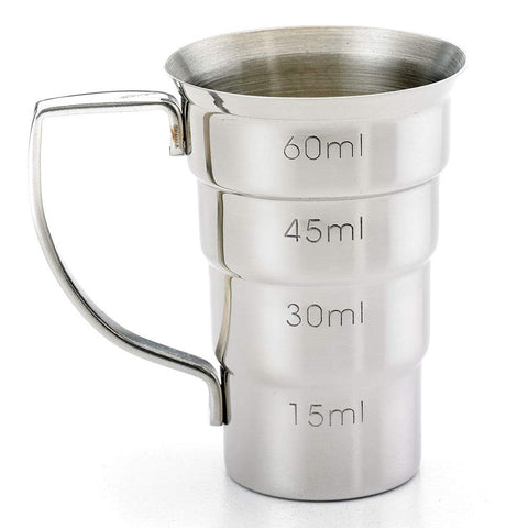 Barfly M37108 jigger features flared top edge for smooth, controlled pours.