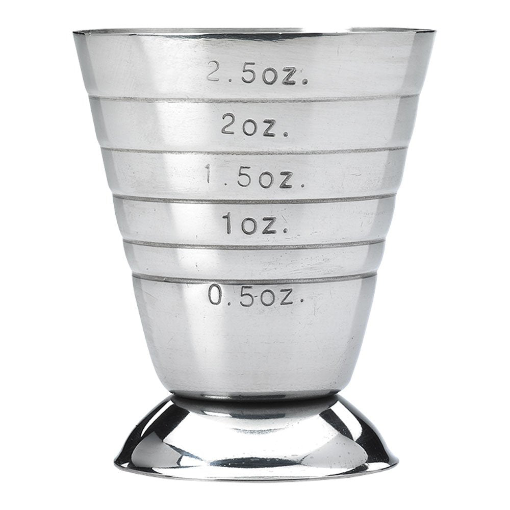 Barfly measuring cup displays internal and external markings for easy identification.