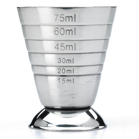 Barfly measuring cup with a pour spout for clean, spill-free transfers.