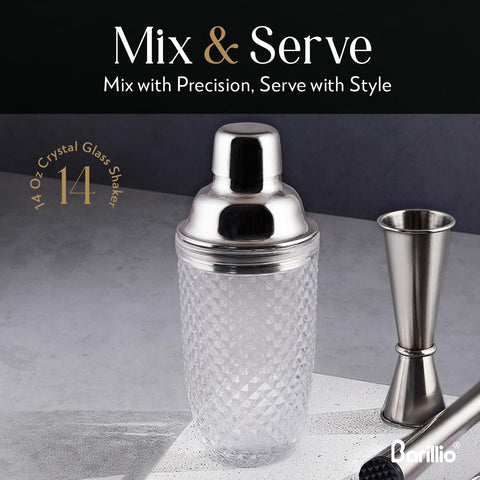 Barillio slim glass shaker is travel-ready for picnics and compact kitchens