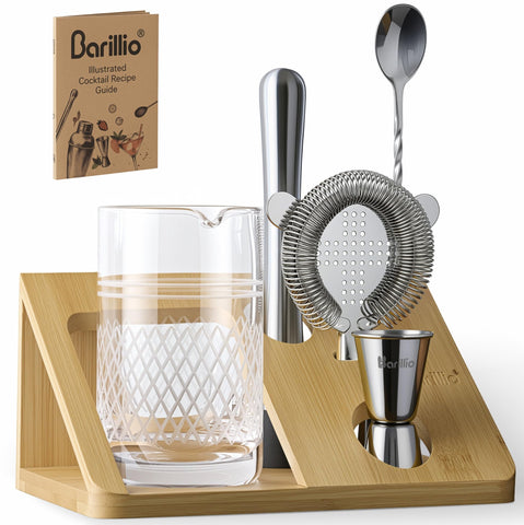 Barillio 20 oz crystal mixing glass with grip for smooth stirring