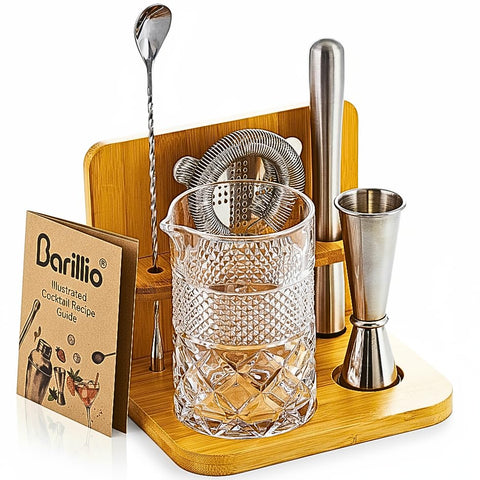 Barillio 24 oz crystal mixing glass with weighted base for steady pours and control