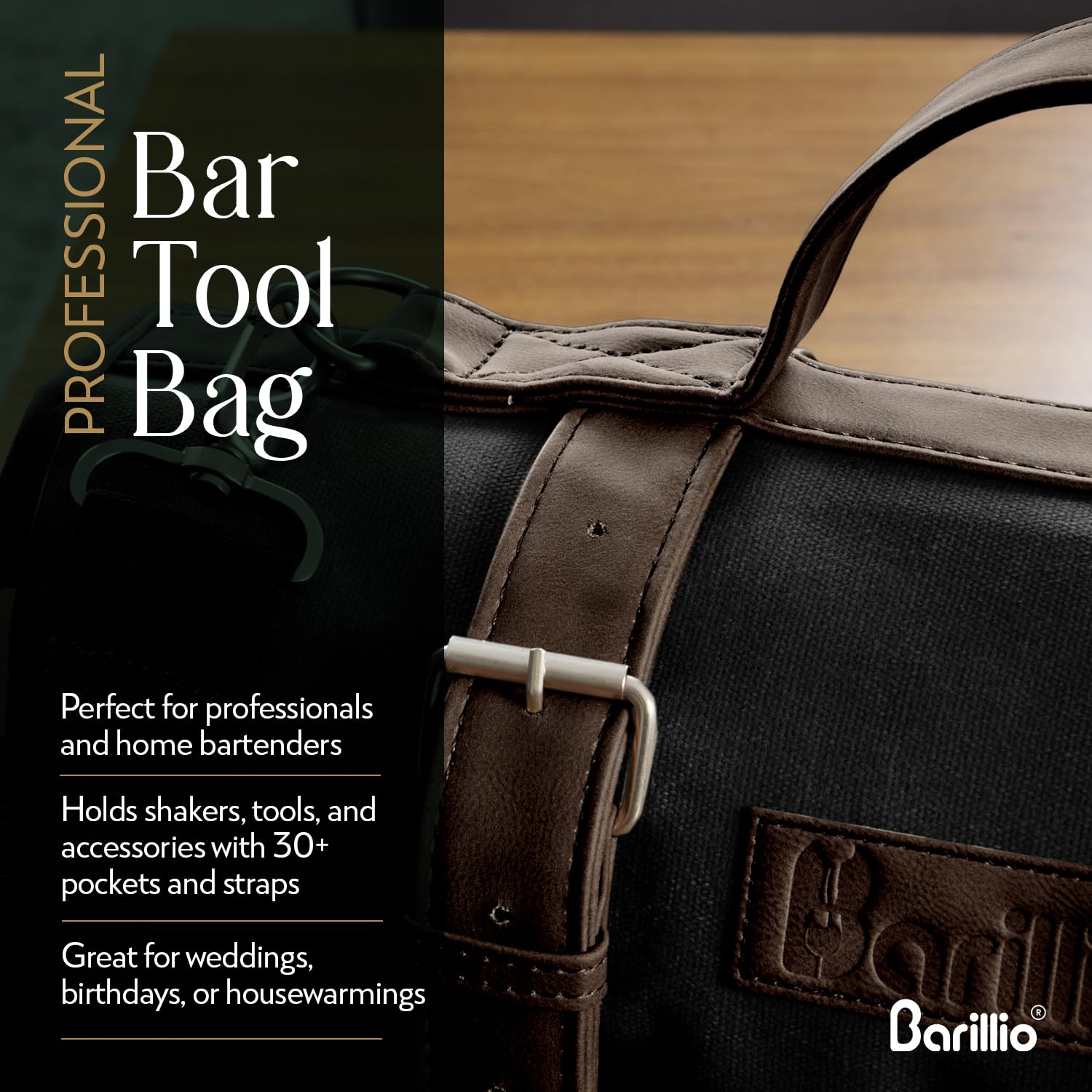 Barillio Bartender Bag waxed canvas material highlighting durability and weather resistance