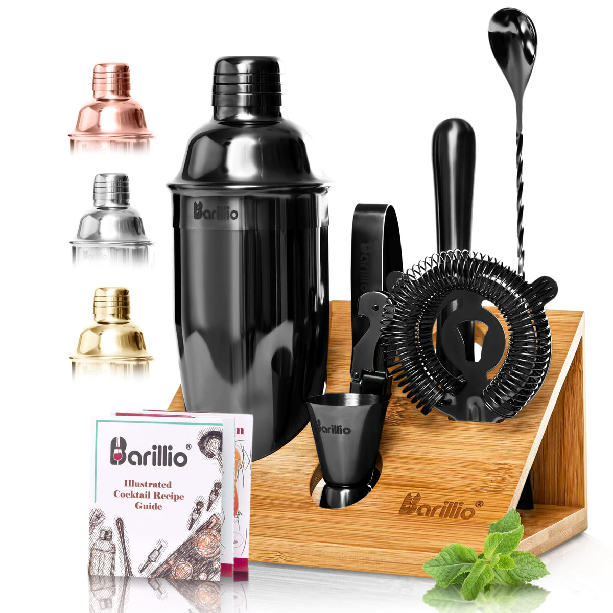 Barillio Black Bartender Kit shaker for professional cocktails at home