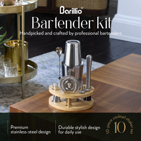 Barillio Elite Mixology Kit Boston shaker, durable stainless steel for everyday use.