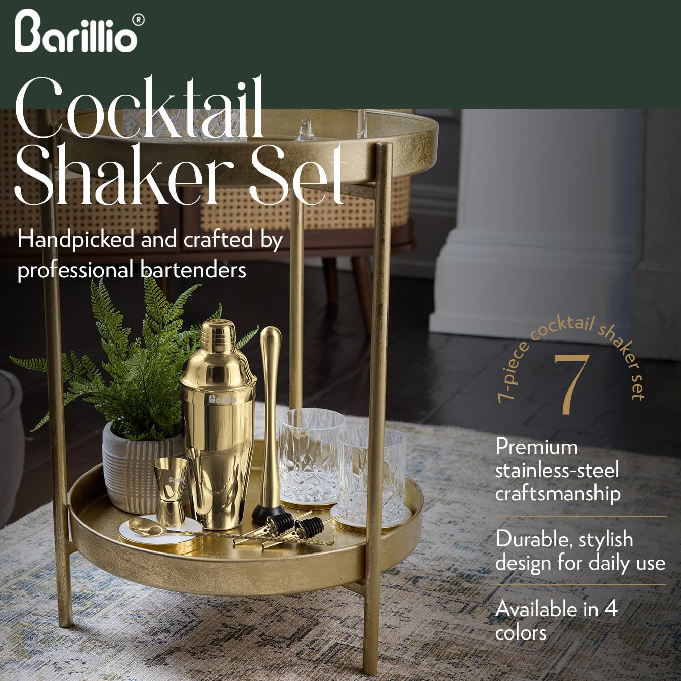 Barillio Gold Mixology spiral spoon – stir and layer with accuracy.