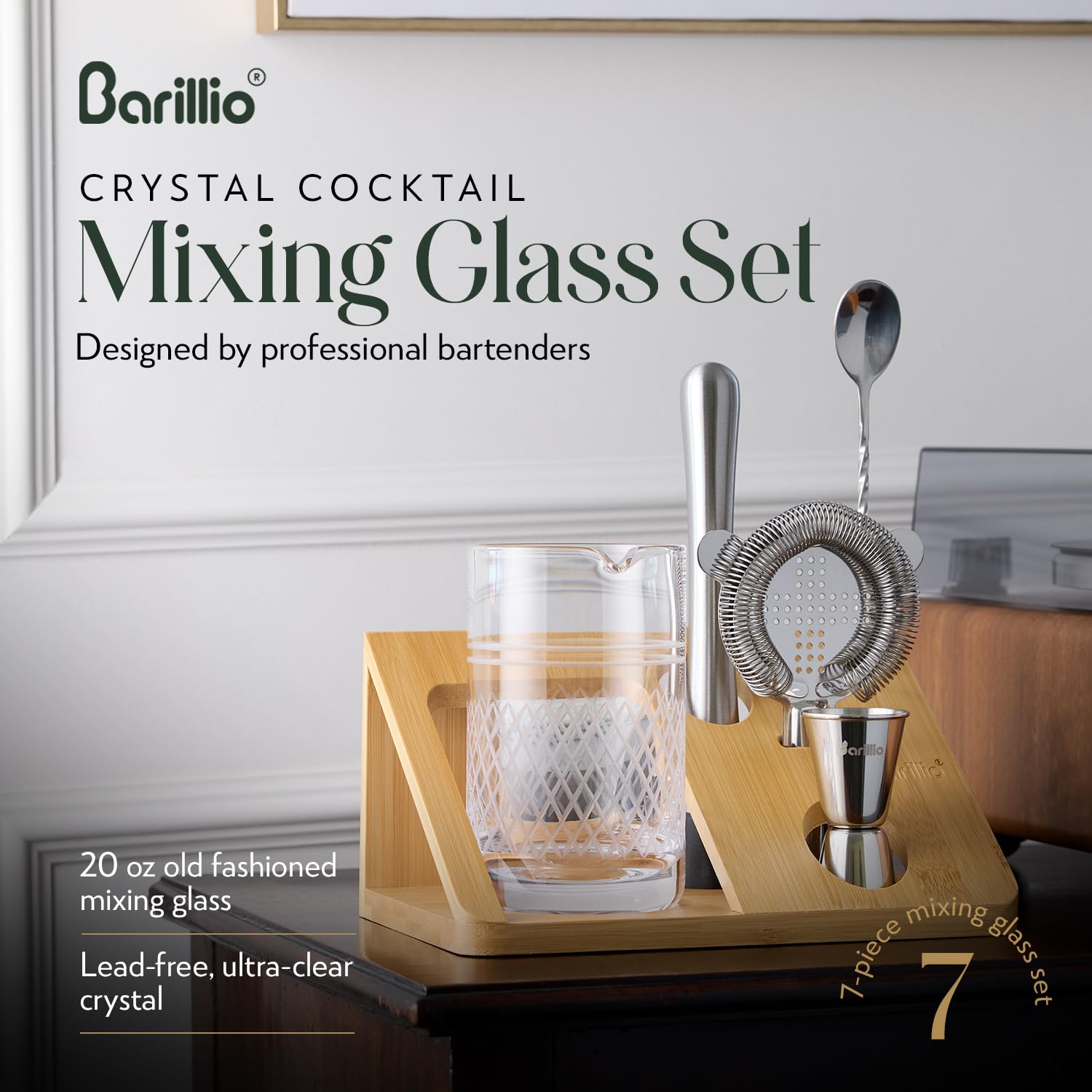 Barillio bamboo stand displaying the full kit for elegant storage