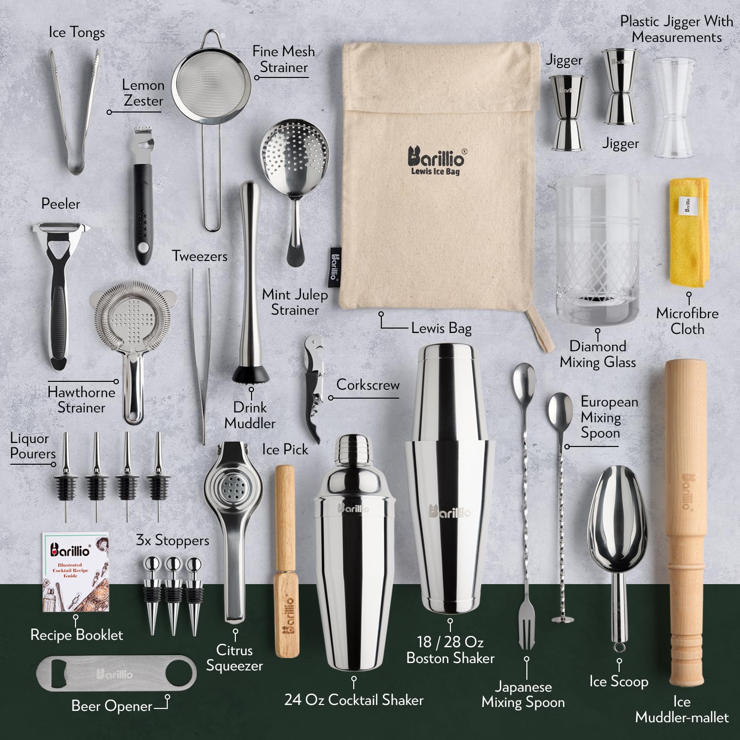 Barillio Pro Edition jigger set ensures precise measurements.