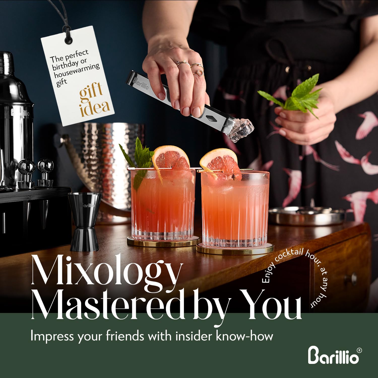 Barillio recipe booklet and Happy Hour eBook included to inspire mixology at home
