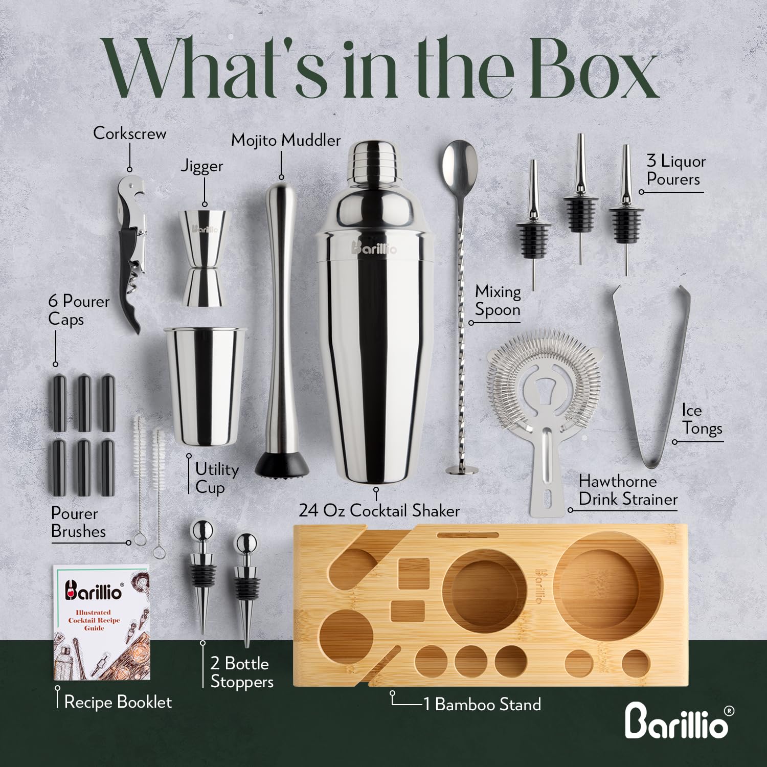 Recipe booklet included with Barillio bartender kit for ideas