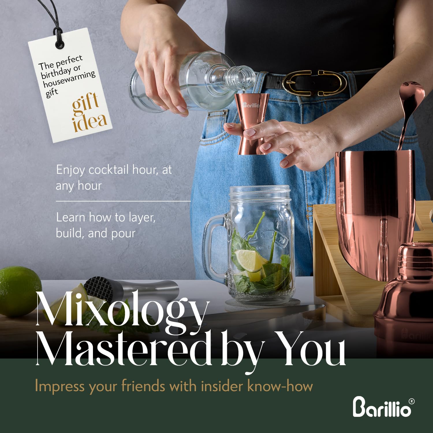 Barillio bar spoon for precise stirring and layered drink texture.