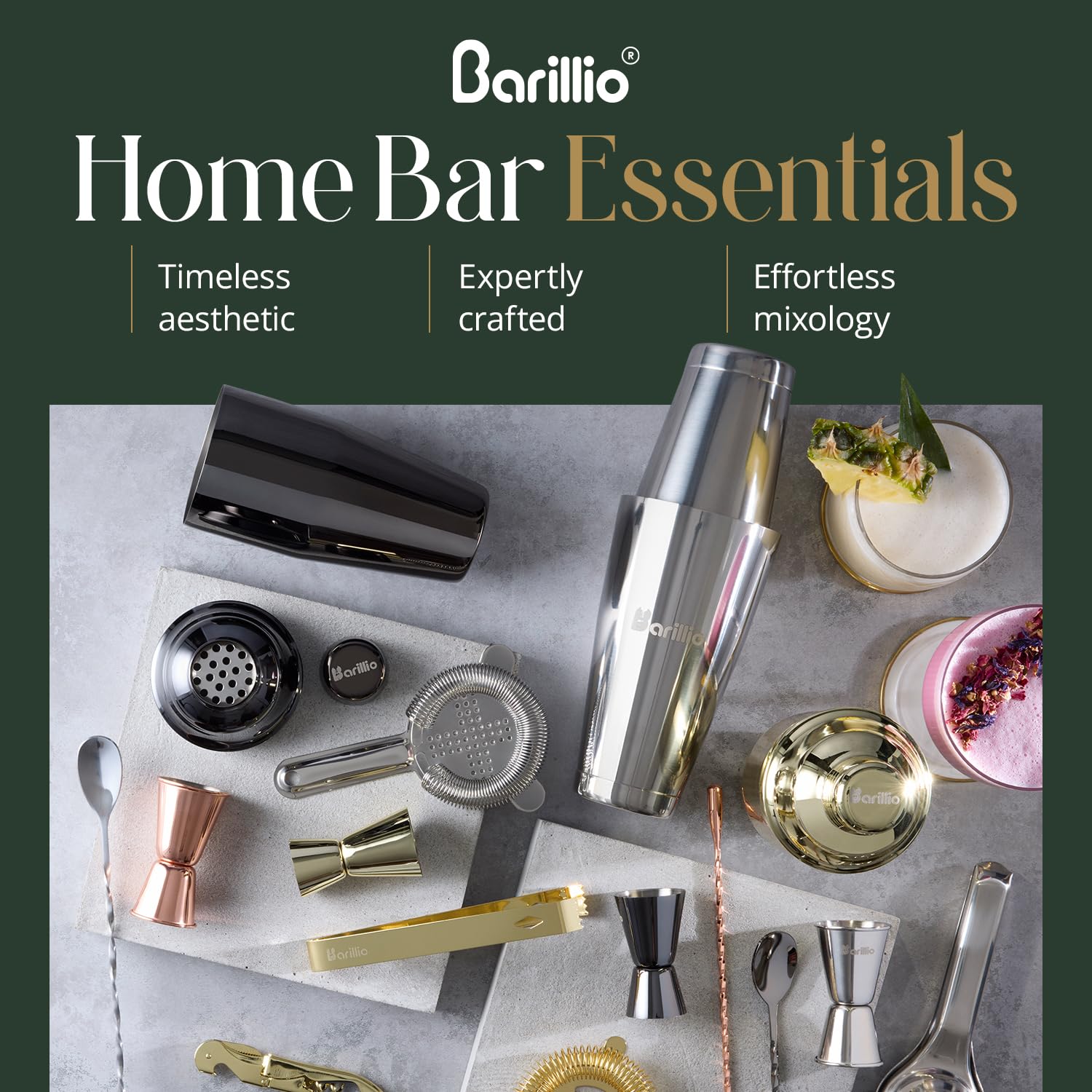 Barillio gift box presents a stylish, ready-to-gift bar set for any occasion.