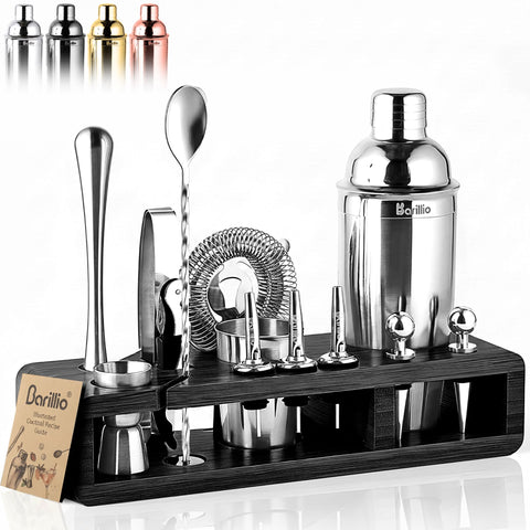 Barillio Silver Bartender Kit stand keeps your home bar organized and accessible.