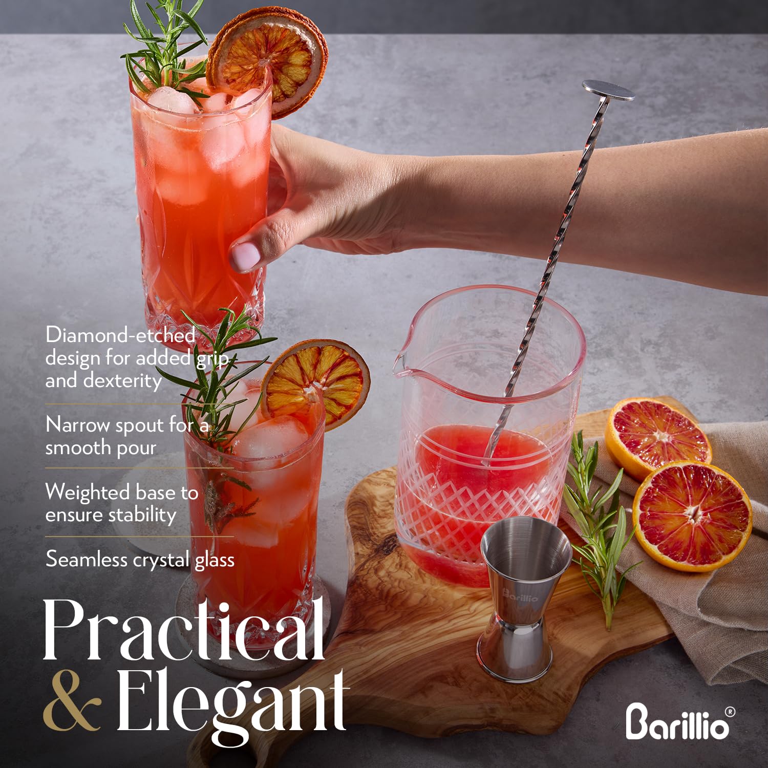 Barillio muddler releasing aromatics and flavors