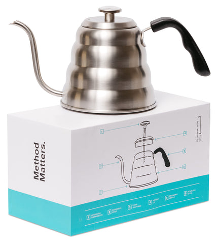 Barista Warrior gooseneck kettle with thermometer for precise brewing