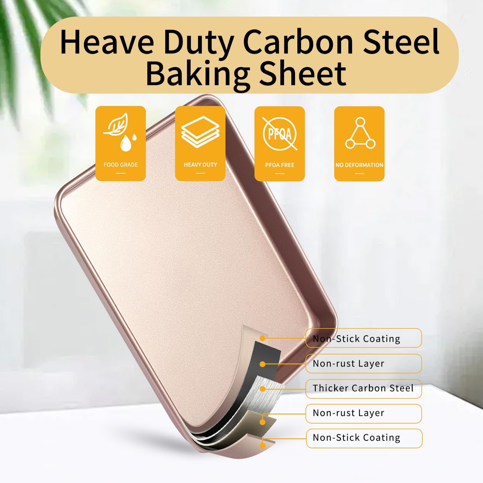 Barlket 9x11-inch cookie sheet with even heat distribution for evenly baked treats.