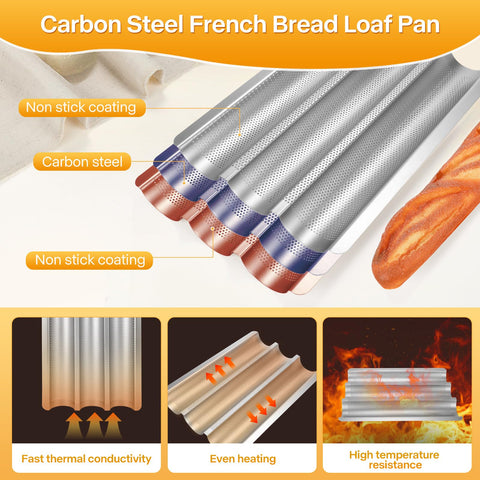 Barlket baguette pan 15x11 inch shown in oven ready setup