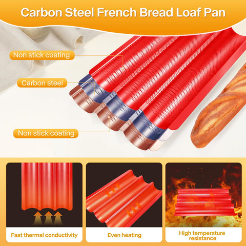 Barlket baguette pan nonstick surface for easy release and quick cleanup