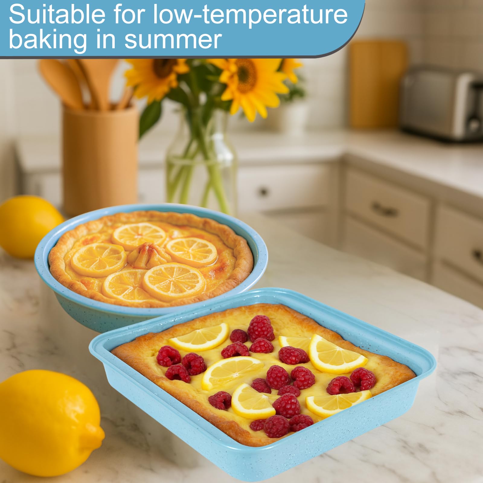 Barlket Blue Bakeware anti-scald oven mitt protects hands when handling hot pans.