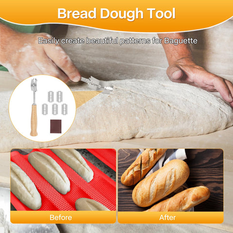 Barlket dough couche and cutter included to shape baguettes
