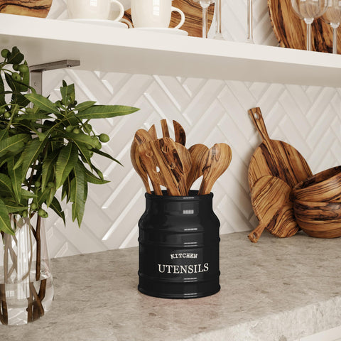 Barnyard Designs food-safe utensil holder, hand wash recommended.