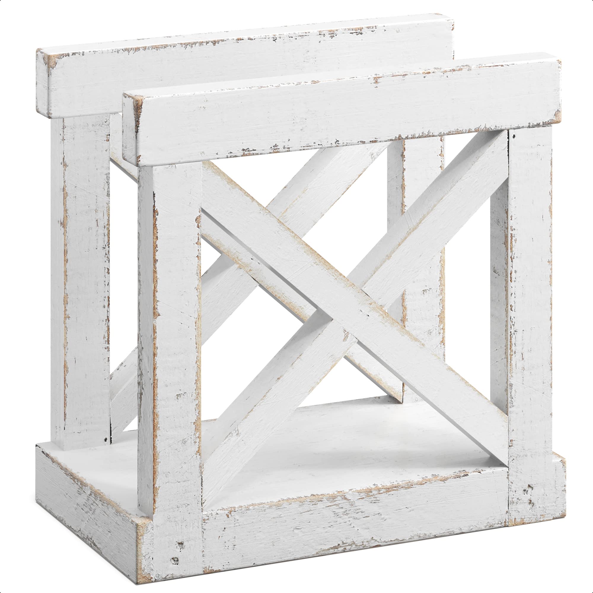 Barnyard Designs wooden napkin holder upright design prevents tipping.