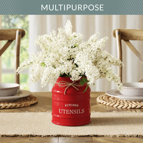 Barnyard Designs red utensil holder is food-safe and easy to clean by hand washing.