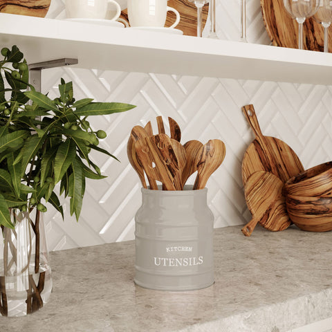 Barnyard Designs spoons whisk knives holder keeps essentials within reach during cooking.
