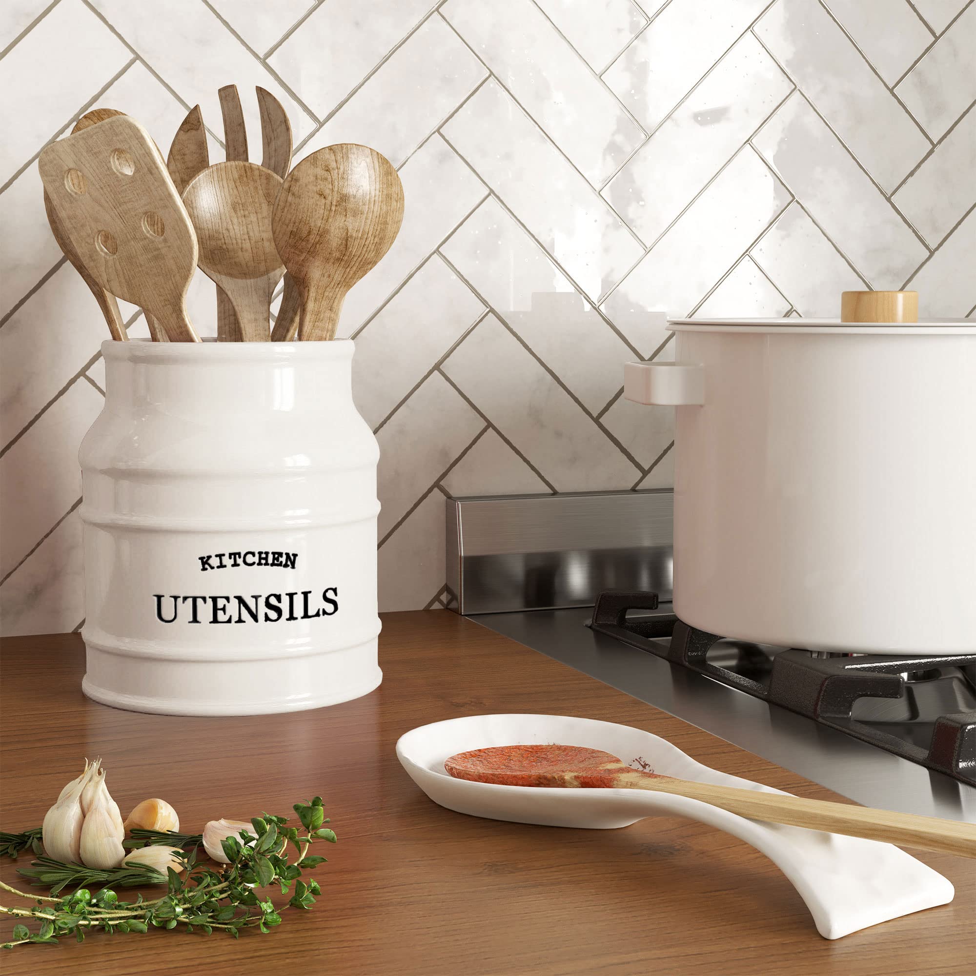 Barnyard Designs vintage kitchen decor with porcelain-like finish adds rustic charm