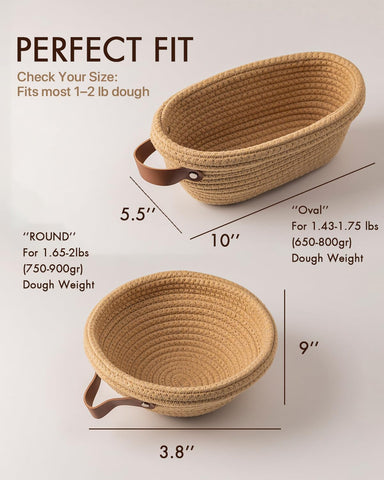BARoyal Cotton rope banneton liner close-up, breathable design enhances dough surface