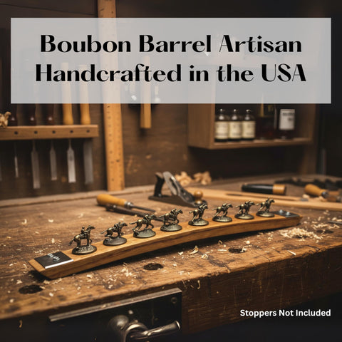 Barrel-Art authentic stave display with natural oak finish adds rustic warmth.