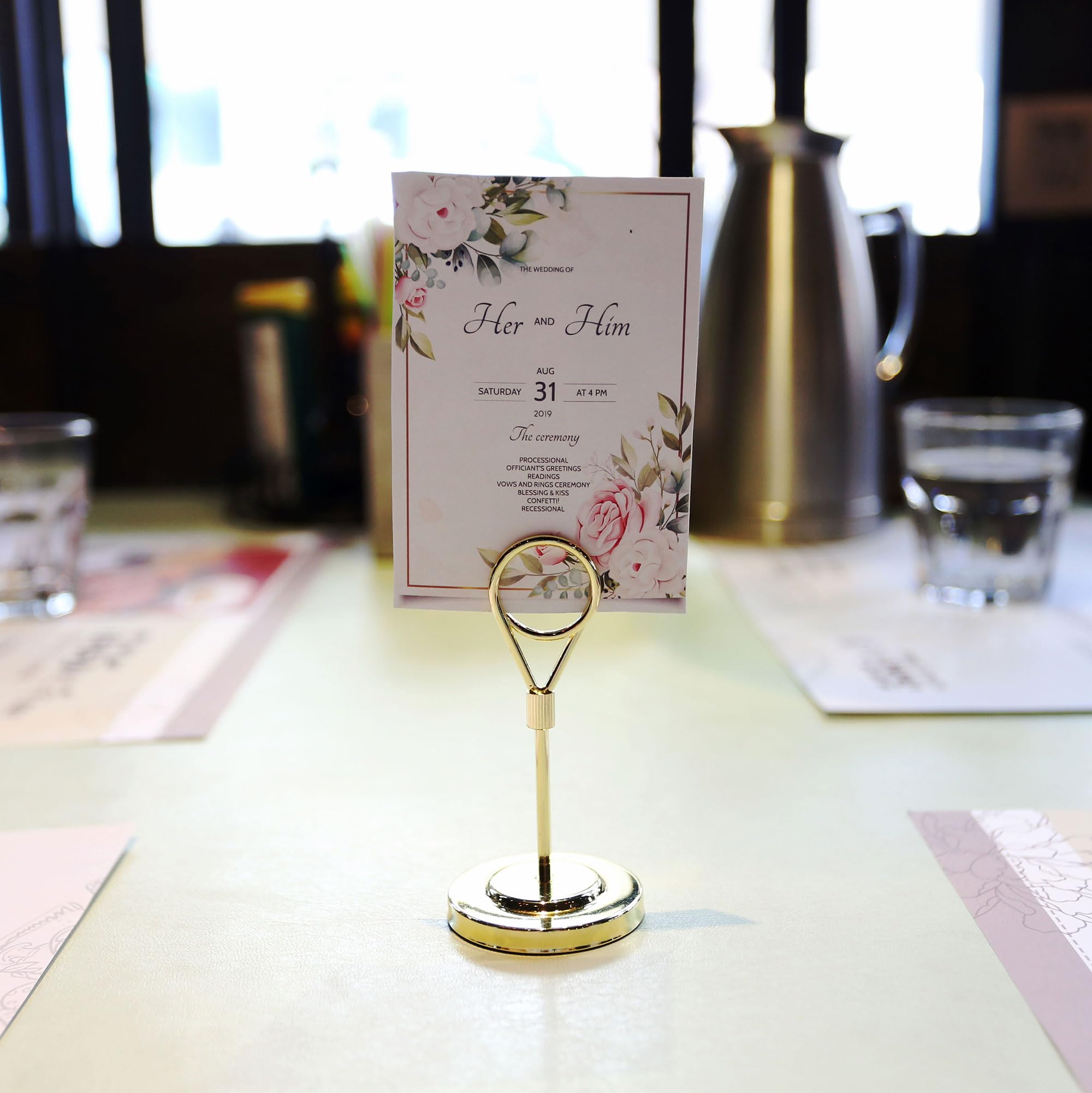 BARsics gold 4-inch table number holder enhances visibility at events