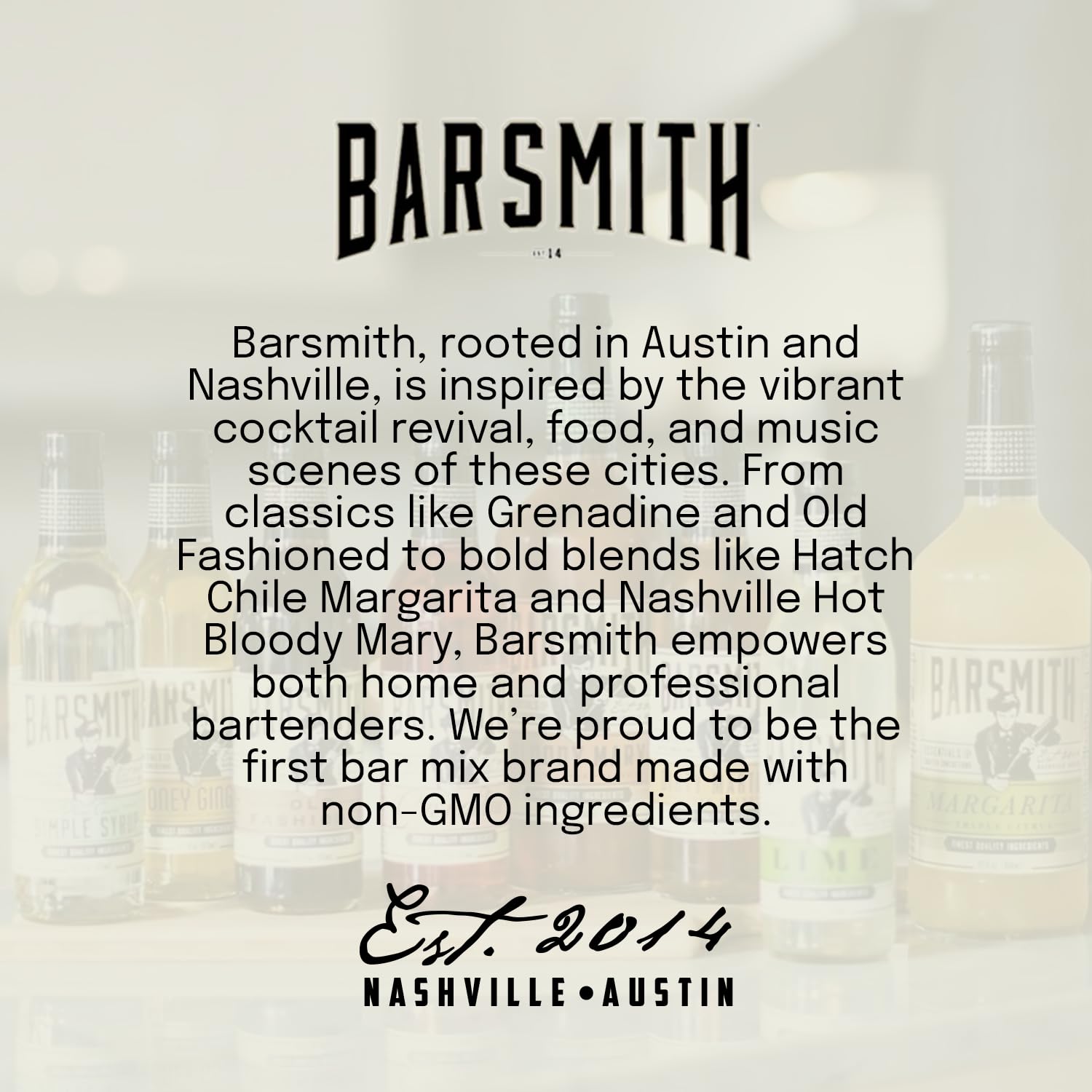 Barsmith Old Fashioned Mix bottle top, easy pour control for consistent cocktails.