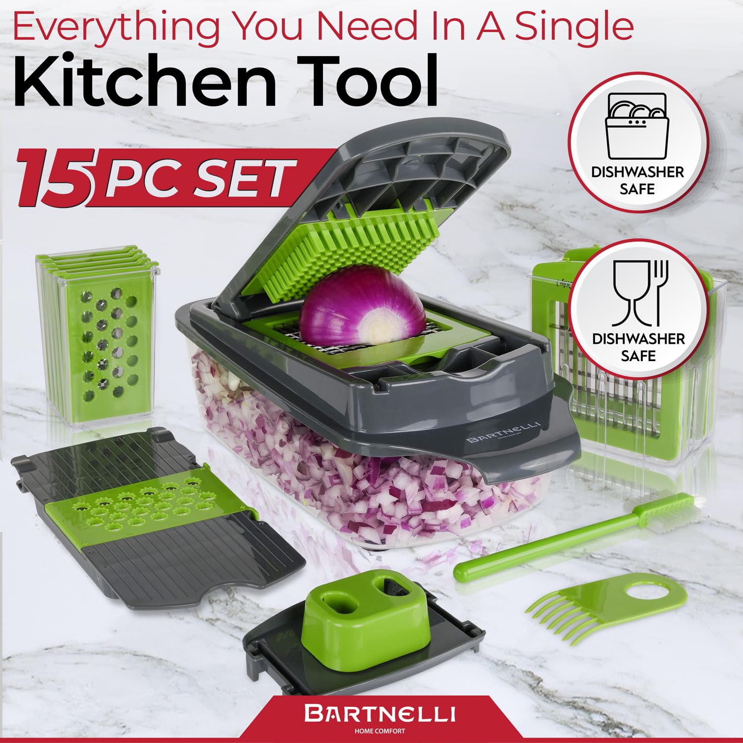 Bartnelli blades set ready for dicing, grating, and slicing with precision