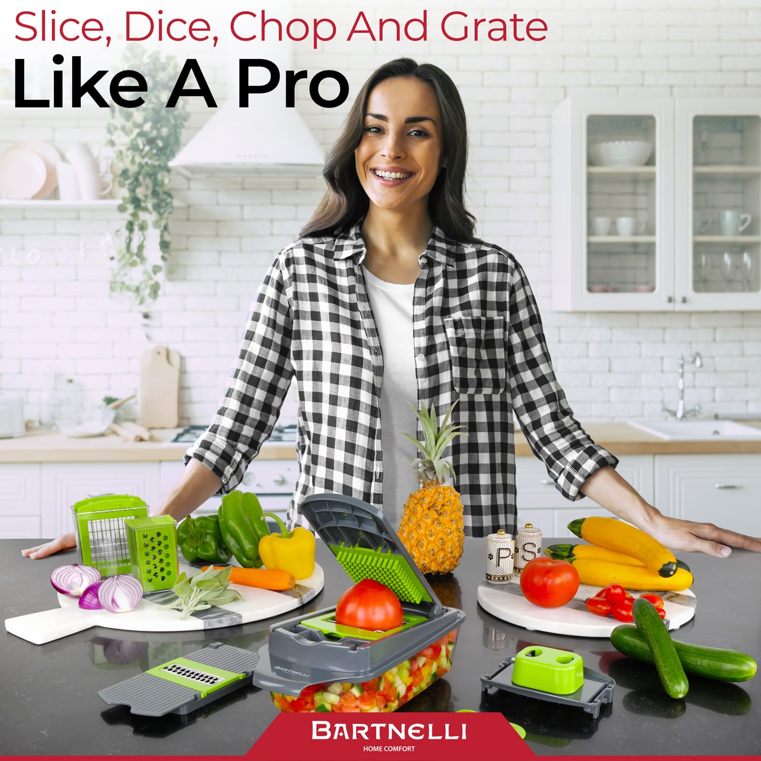 Bartnelli chopper with extended base holder supports safe, fast slicing