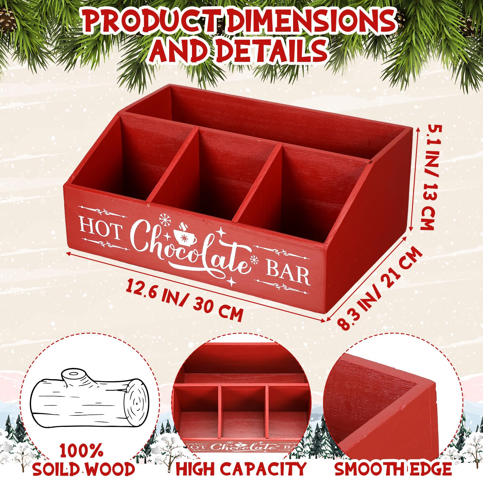 Barydat four-compartment cocoa bar organizer keeps toppings neatly separated.