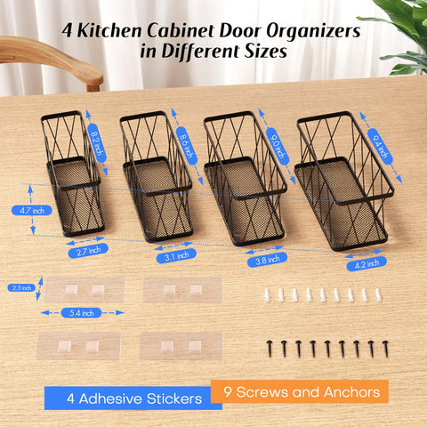 BasicForm four-size set cabinet door organizers maximizes space and accessibility