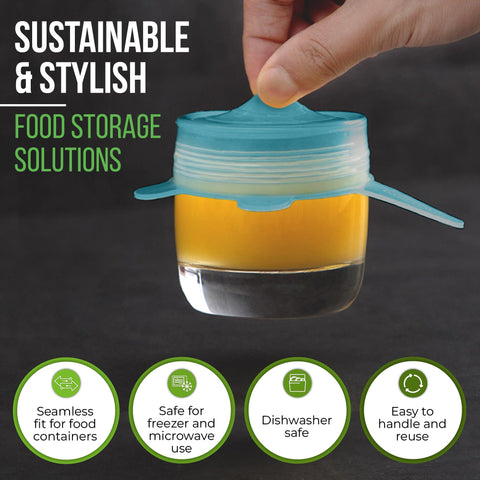 Basic Haus Aqua Mist stretch lid 4-0 inch keeps leftovers sealed in smaller containers