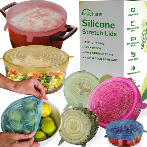 Basic Haus silicone stretch lids in multicolor for versatile food storage