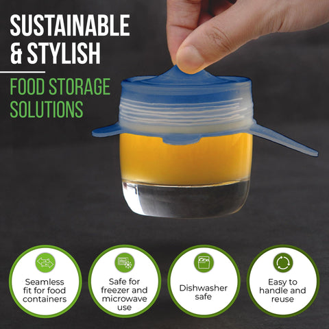 Basic Haus stackable lids save cabinet space and organize the fridge