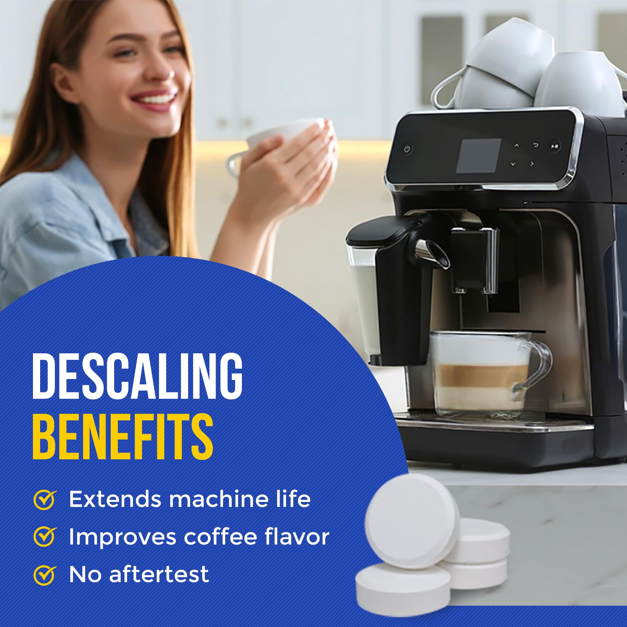 Bastion tablets dissolving action shown for removal of mineral buildup improving water flow.