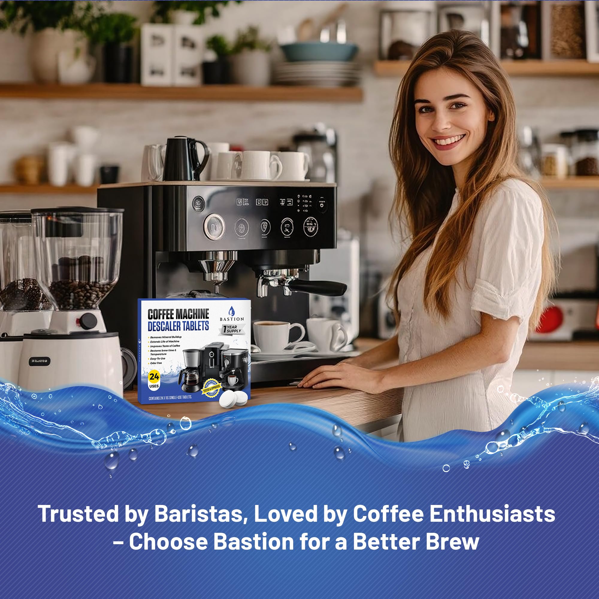 Bastion pack of 24 tablets displayed to emphasize value and maintenance convenience.