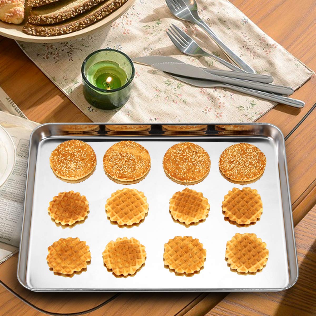 Bastwe rectangular 15.95 by 11.97 inches fits standard ovens and trays.