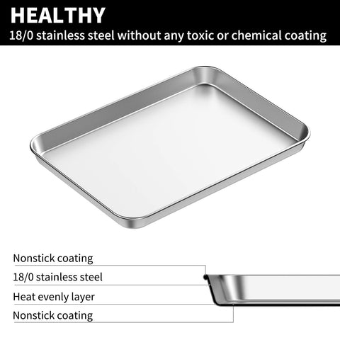 Bastwe stainless steel baking trays 12x10x1 for even heating.