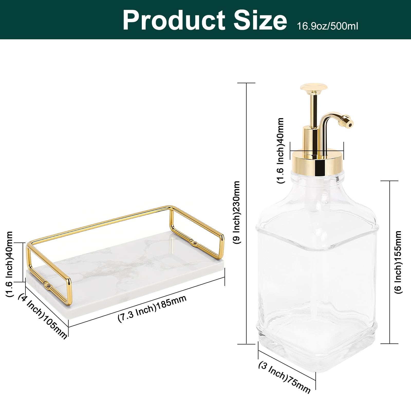 BathAce marble base tray keeps bottles stable and elegant